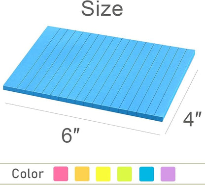Lined Sticky Notes 4X6 in Bright Ruled Stickies Colorful Super Sticking Power Memo Pads, 45 Sheets/pad, 6 Pads/Pack