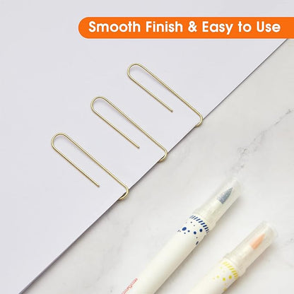 NEEWAY Gold Paper Clips, 200 Count Large Size, 2 Inch Jumbo Paperclips, Stylish Gold-Plated Paper Clip (Pack of 2)