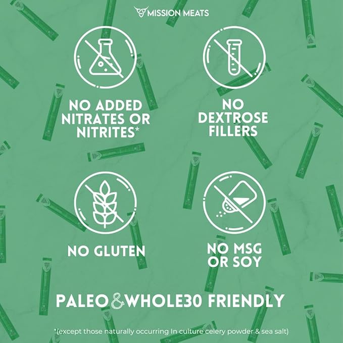 Mission Meats Beef Sticks – 100% Grass Fed Beef, Zero Sugar, Healthy Snacks, Individually Wrapped, Gluten Free, Non-GMO, Original 1oz (Pack of 24)