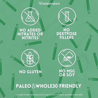 Mission Meats Beef Sticks – 100% Grass Fed Beef, Zero Sugar, Healthy Snacks, Individually Wrapped, Gluten Free, Non-GMO, Original 1oz (Pack of 24)