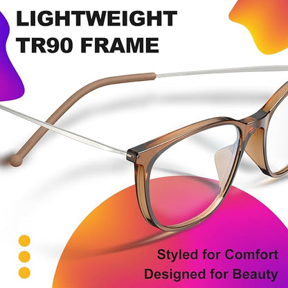 VISOONE Anti Slip TR90 Blue Light Blocking Glasses Size M Eyewear Frame with Anti Glare Eye Protection for Women GaeL