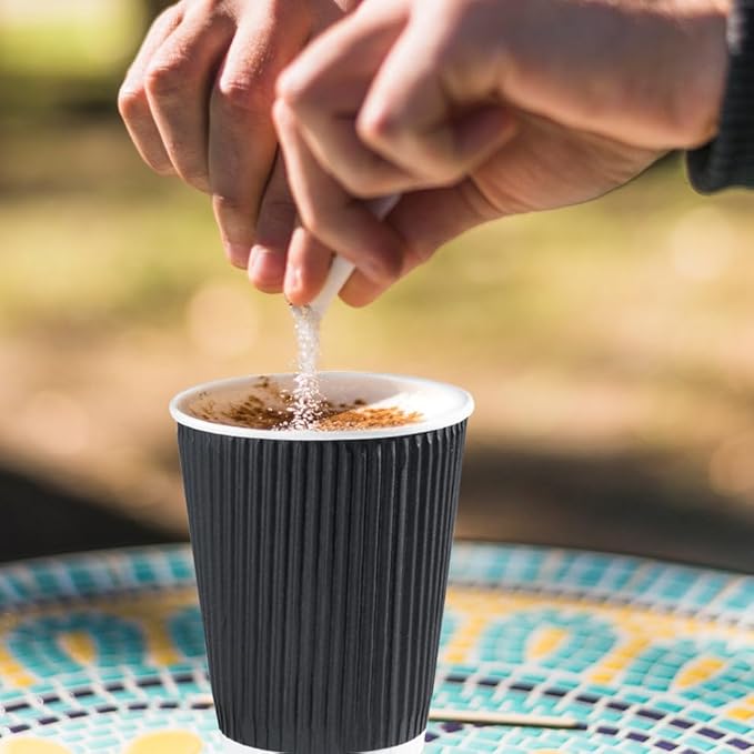three leaf 9 Oz. Ripple Wall Cups, (Black) 900 Ct. Hot/Cold Cup For Coffee, Water, Tea, Juice, Picnic, Party, Travel And Events For Hotel and Motels (20 Packs Of 45)
