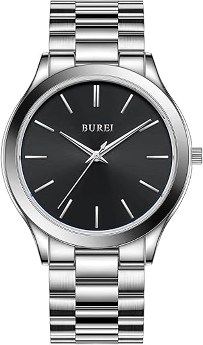 BUREI Men Watches Fashion Analog Stainless Steel Quartz Waterproof Watches,Gift for Men.
