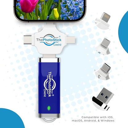 ThePhotoStick® Omni 256GB USB Flash Drive & Memory Stick – Photo & Video Backup for iPhone, Android, Mac & PC – Multiport Connection to Easily Store & Transfer Files