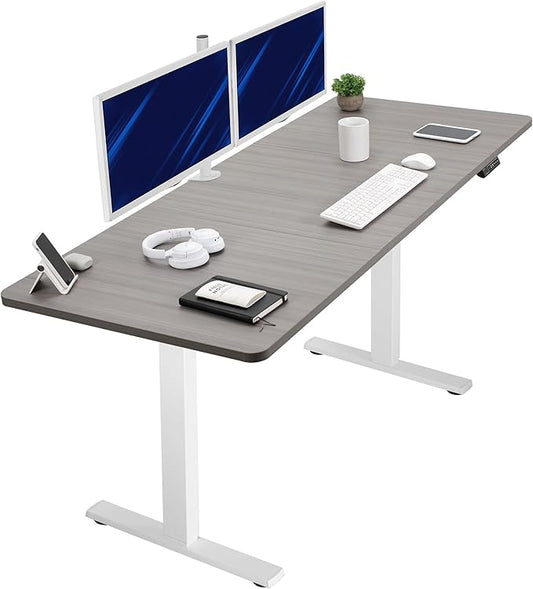 VIVO Electric 71 x 30 in Standing Desk, Memory Height Adjustment, 1B Series, Dark Gray Top White Frame, DESK-KIT-1W7G
