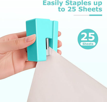 Mini Stapler - Small Cute Desk Staplers - 25 Sheet Capacity with 830 Staples and Staple Remover, Desktop Stapler for Office, School, Home, Green