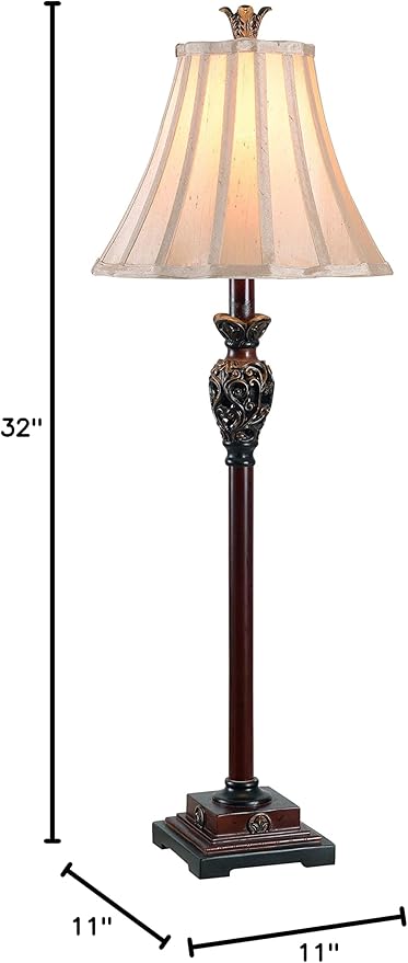 Kenroy Home 20182GR Iron Lace Buffet Lamp with Golden Ruby Finish, Classic Style, 32" Height, 11" Width, 11" Depth