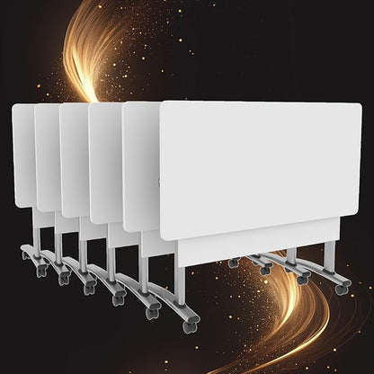 Conference Table, Folding Conference Room Table Meeting Tables, Flip Top Training Table Foldable Conference Tables with Wheels for Office, Conference Room, School (6 Pack C, 55.1 x 23.6 x 29.5 inch)
