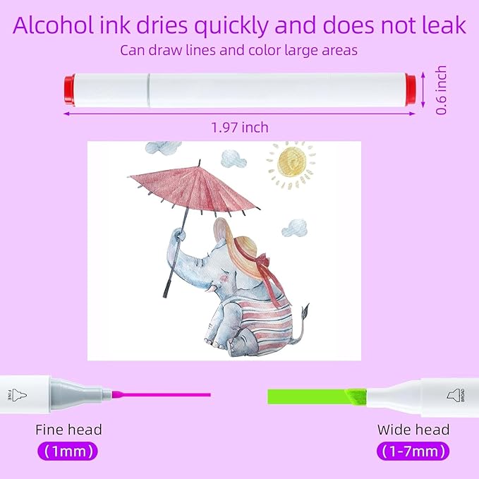 48 Colors Alcohol Markers, Dual Tip Art Markers with Fine Tip & Chisel Tips for Coloring, Illustrations, Drawing, Sketching Perfect for Adults