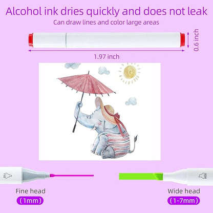 48 Colors Alcohol Markers, Dual Tip Art Markers with Fine Tip & Chisel Tips for Coloring, Illustrations, Drawing, Sketching Perfect for Adults