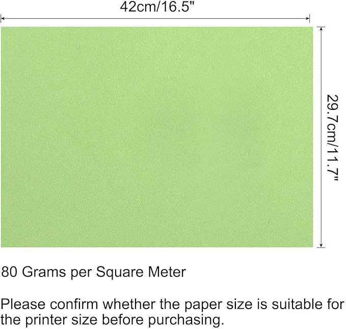 MECCANIXITY 50 Sheets Colored Copy Paper 16.5 x 11.7 Inch Printer Paper 80gsm Light Green for Office Printing, Document Copying, Invitations, Forms, Art Projects