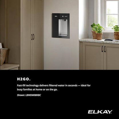 Elkay Liv EZ Built-in Filtered Wall-Mount Water Dispenser – Battery Powered, NSF Certified, Push Button, Reduces Lead & PFAS, Steel Gray – Ideal for Home