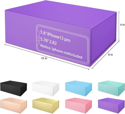 Purple Gift Box 12" x 6" x 4" with Magnetic Closure Lid Gifts Boxe for Presents,Bridesmaid Gifts Boxes,Cute Box,Birthday Gift Boxe,Luxury for Gifts Packaging, Magnetic Gift Boxes for Wrapping Gifts (Purple)