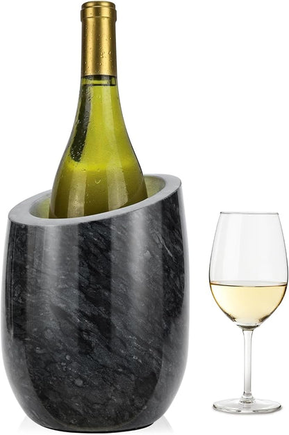 ZORMY Premium Marble Wine Chiller Bucket, Wine and Champagne Cooler, Wine Bottle Ice Chiller, 750ml Bottle Cooler, Home Bar & Kitchen Decor, Ideal Gift for Wine Lovers (Black)