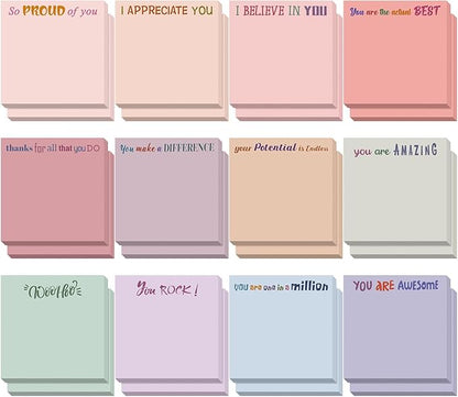 Yinder 24 Pcs Inspirational Sticky Notes Christmas Stocking Stuffers Motivational Sticky Notes Pad Employee Appreciation Gift Bulk for Teacher Nurse Coworker Office 3 x 3'' (Thank You,Aesthetics)