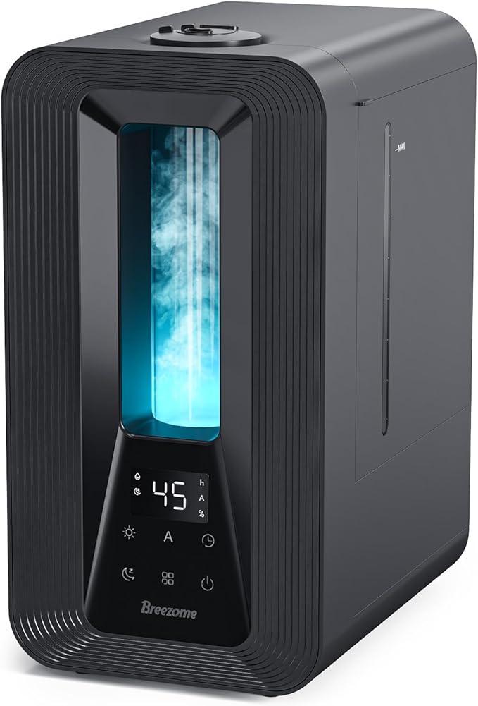 BREEZOME 6L Humidifiers for Bedroom, Cool Mist Top Fill Humidifier with Aroma Diffuser, Humidistat, Night Light, 50H Runtime, Quiet Ultrasonic Humidifiers for Home Large Room, Baby Nursery, Plants