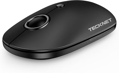 TECKNET Wireless Mouse, 2.4G USB Quiet Click Mouse - Ambidextrous, 4800 DPI, Slim Portable for Travel, PC/Laptop Compatible - Black