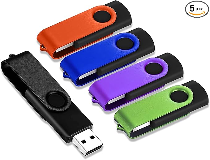 4GB USB Flash Drive 5 Pack, USB Drives 4GB JBOS Memory Stick Swivel Gig Stick Flash Drives 4GB USB2.0 Pendrive, USB Thumb Drives 5 Pack, Zip Drive, Jump Drive, 4GB USB