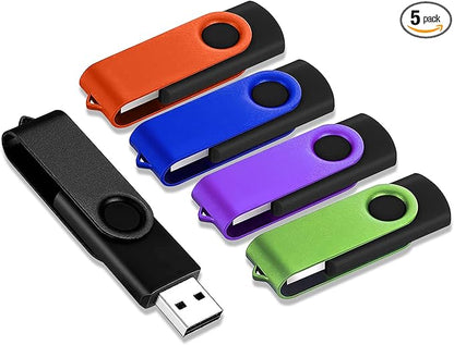 4GB USB Flash Drive 5 Pack, USB Drives 4GB JBOS Memory Stick Swivel Gig Stick Flash Drives 4GB USB2.0 Pendrive, USB Thumb Drives 5 Pack, Zip Drive, Jump Drive, 4GB USB