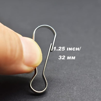 60 pcs Stainless Steel Small Spring Hooks 1.25inch/32mm Lanyard Clasp Zipper Snap Clips for Key Chain ID Card Badge Holders