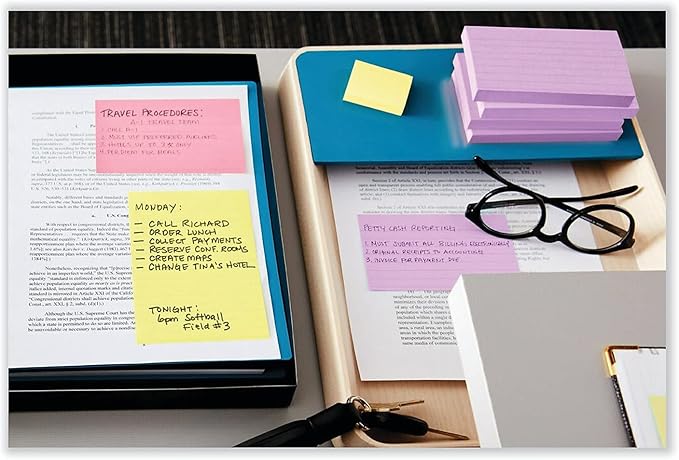 Post-it Notes, 1/3/8 x 1 7/8 in, 24 Sticky Notes Pads, 100 Sheets per Pad, Canary Yellow, The Original Post-it Note, School Supplies and Oﬃce Products