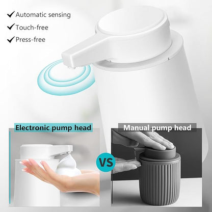 Automatic Soap Dispenser Foaming Touchless: 9oz Plastic White Modern Rechargeable Electric Auto Foam Soap Dispenser - Bathroom Kitchen Hand Dish Lotion