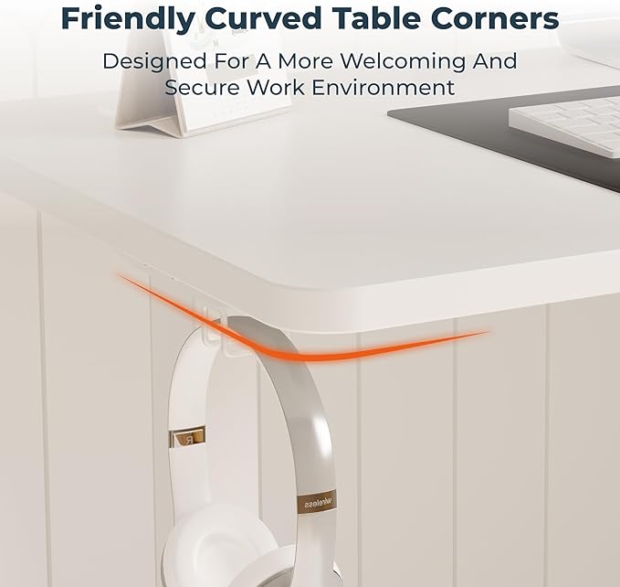 Adjustable Stand Up Desk with Memory Preset, Standing Desks 40 x 24 Inch Electric Home Office Desk Computer Workstation, Splice White Top + White Frame