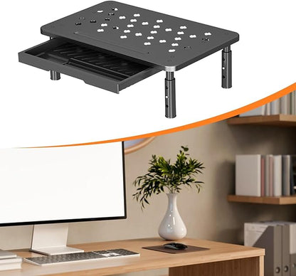 Monitor Stand Riser Desktop Monitor Stand Desktop Organizer Practical Modern 3 Height Adjustable with Storage Drawer for Dorm, Black