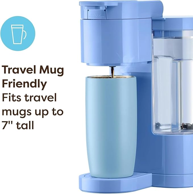 KeurigK K-Express Essentials Single-Serve KCup Pod Coffee Maker 3 Cup Sizes Fast Fresh Brew 30oz Removable Water Reservoir Travel Mug Friendly Maintenance Alert Space-Saving (Bluebell)