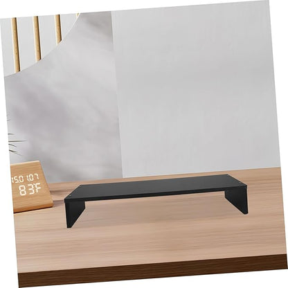 Minimalist Wood Monitor Stand Desk Riser with Anti-slip Surface Ergonomic Computer and Notebook Riser Shelf for Desktop Laptop Printer Sturdy Organizer for Office Workspace Black