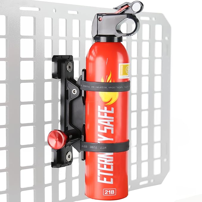 MOLLE Panel Fire Extinguisher Mount Kit-Quick Release Car Fire Extinguisher Mount Bracket for 1-2in Tactical Rigid MOLLE Panel Holes.Fire Extinguisher Holder Fits MOLLE Panels Accessories for Vehicle
