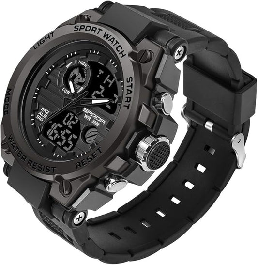 KXAITO Men's Watches Sports Outdoor Waterproof Military Watch Date Multi Function Tactics LED Alarm Stopwatch