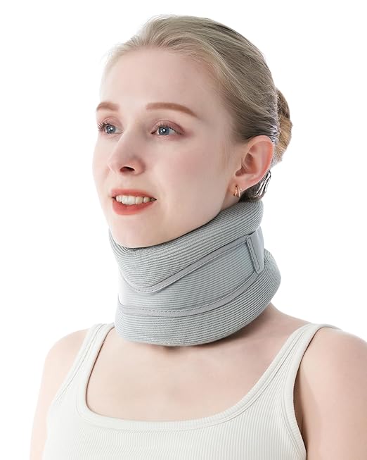 Neck Brace for Neck Pain Relief and Support - Adjustable Cervical Collar for Sleeping, Soft Neck Support Relieves of Cervical Spine Pressure(Grey, Large)