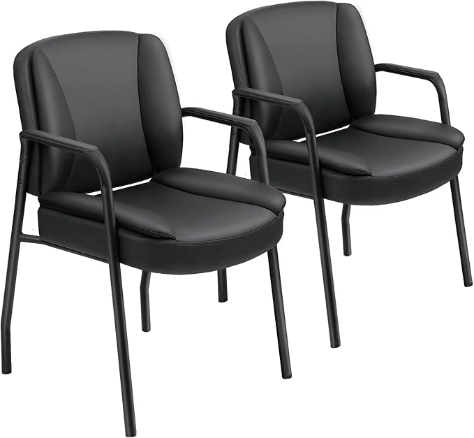 JUMMICO Office Guest Chair Reception Chair for Office Reception Lobby PU Leather Waiting Room Chair with Armrests Executive Office Chair Upholstered Set of 2