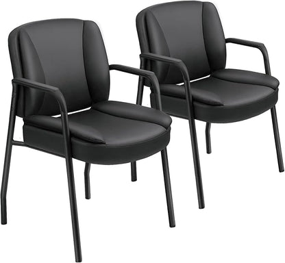 JUMMICO Office Guest Chair Reception Chair for Office Reception Lobby PU Leather Waiting Room Chair with Armrests Executive Office Chair Upholstered Set of 2