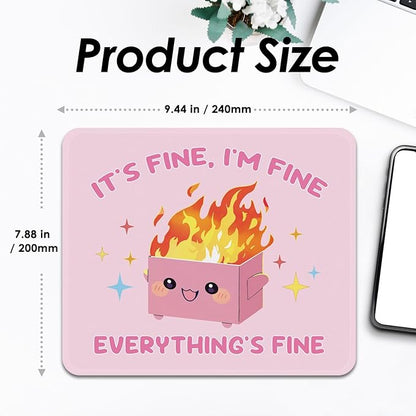Square Mouse Pad with Stitched Edge, Premium Mousepad Washable Cloth. Computer Mouse Pad with Non-Slip Rubber Base, Mouse Pads for Computers Laptop Mouse 9.25x7.75x0.12 inch-Pink Box on Fire