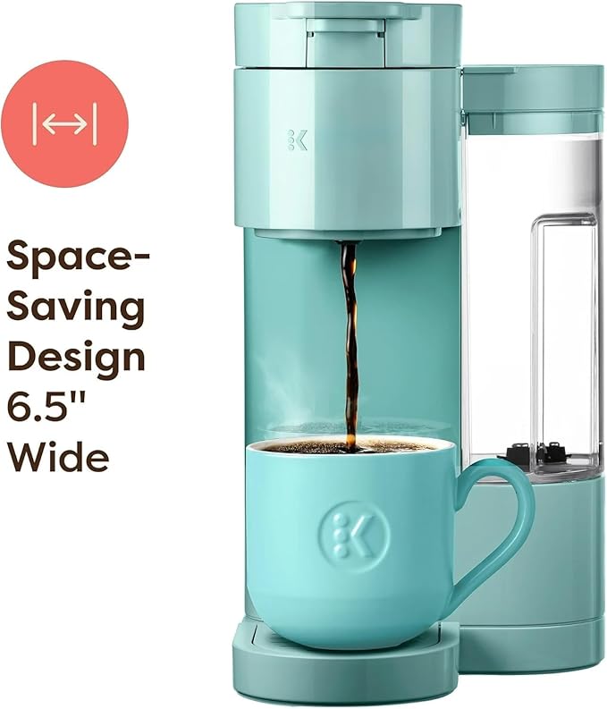 KeurigK K-Express Essentials Single-Serve KCup Pod Coffee Maker 3 Cup Sizes Fast Fresh Brew 30oz Removable Water Reservoir Travel Mug Friendly Maintenance Alert Space-Saving (Seafoam Green)