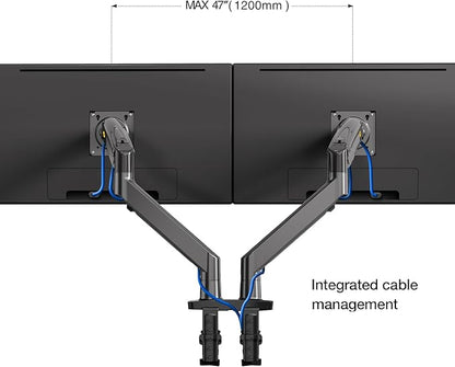NB North Bayou Dual Monitor Desk Mount Stand Full Motion Swivel Computer Monitor Arm Fits 2 Screens up to 32'' with Load Capacity 6.6~26.4lbs for Each Monitor G75