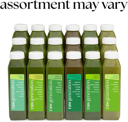 Raw Generation Deep Detox Cleanse – 5-Day Juice Cleanse with 60% Less Sugar for Weight Loss, Energy, Clearer Skin & Gut Health – 30 Chlorophyll-Packed Juices to Detox Your Body and Reset Your Diet (Assortment May Vary)