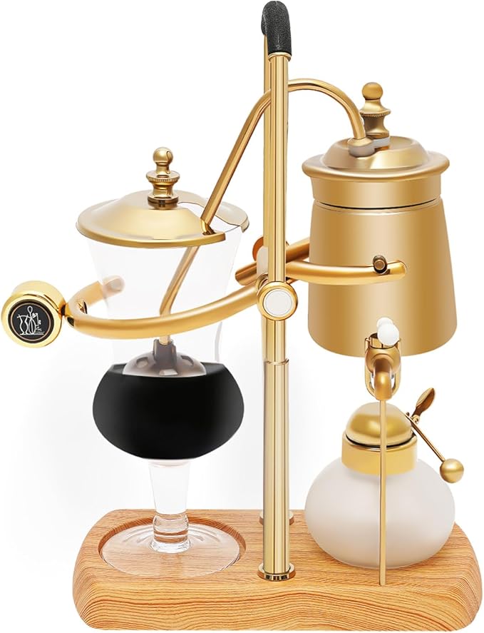 Balance Syphon Coffee Maker, 400ml Siphon Brewer, Elegant Retro Coffee Pot, Retro-Style Vacuum Coffee Brewing, Vintage Coffee Maker, Classic Gold