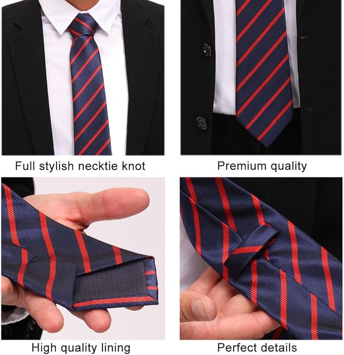 Adulove Men's Necktie Classic Silk Tie Woven Jacquard Neck Ties 6 PCS