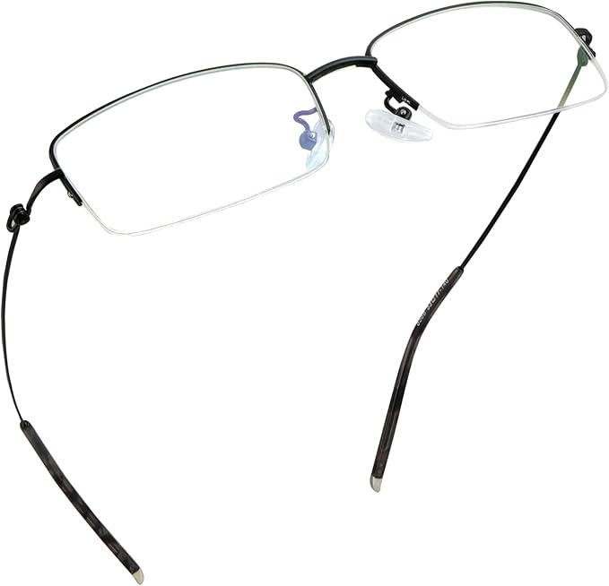 LifeArt Alloy Semi-Rimless Reading Glasses,Blue Light Blocking Glasses, Anti Eyestrain, Computer Gaming Glasses, TV Glasses for Men, Anti Glare (Black, +3.75 Magnification)