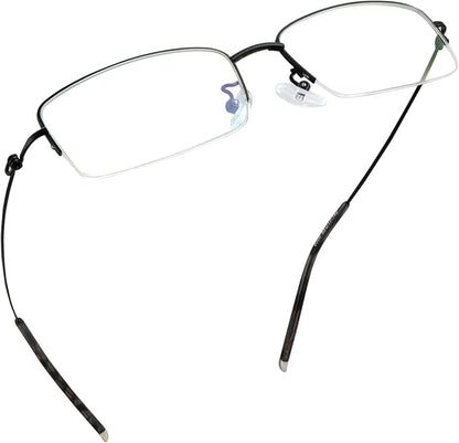 LifeArt Alloy Semi-Rimless Reading Glasses,Blue Light Blocking Glasses, Anti Eyestrain, Computer Gaming Glasses, TV Glasses for Men, Anti Glare (Black, +3.75 Magnification)