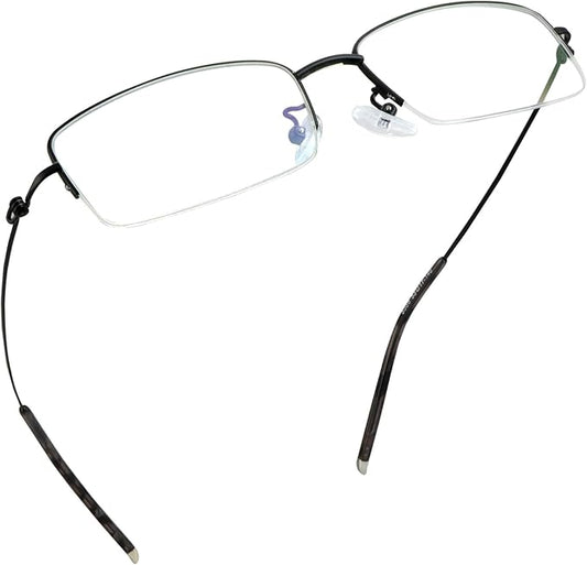 LifeArt Alloy Semi-Rimless Reading Glasses,Blue Light Blocking Glasses, Anti Eyestrain, Computer Gaming Glasses, TV Glasses for Men, Anti Glare (Black, +2.50 Magnification)