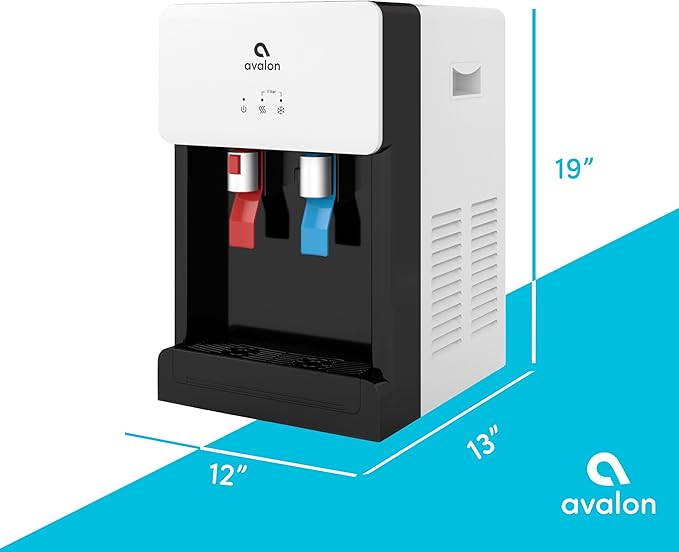 Avalon B8WHT Countertop Bottleless Water Cooler Dispenser - 2 Stage Water Filters and Installation Kit included, NSF Certified, UL Listed, White