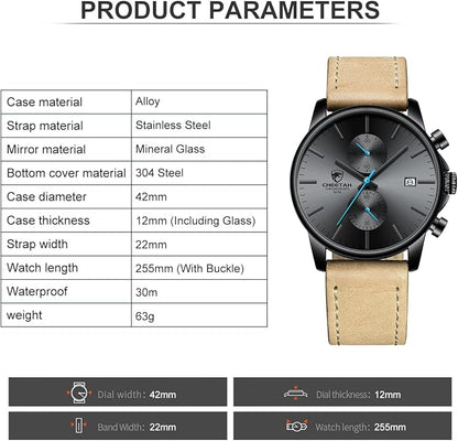 GOLDEN HOUR Mens Watch Fashion Sleek Minimalist Quartz Analog Mesh Stainless Steel Waterproof Chronograph Watches for Men with Auto Date