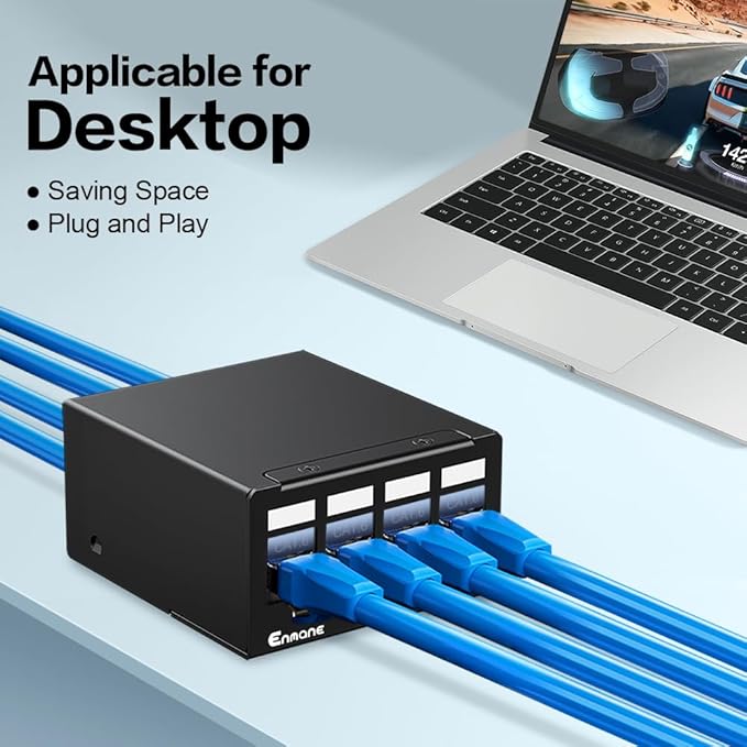 4 Port Patch Panel CAT6 Keystone Patch Panel (EC Listed) Network for Home/Office (1U 4Port, CAT6 Shielded)