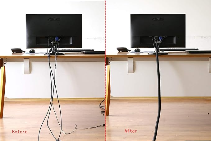 Alex Tech 10ft - 3/4 inch Cord Protector Wire Loom Tubing Cable Sleeve Split Sleeving For USB Cable Power Cord Audio Video Cable – Protect Cat From Chewing Cords - Black