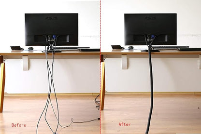 Alex Tech 10ft - 3/4 inch Cord Protector Wire Loom Tubing Cable Sleeve Split Sleeving For USB Cable Power Cord Audio Video Cable – Protect Cat From Chewing Cords - Black
