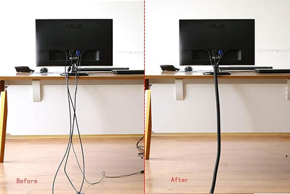 Alex Tech 20ft - 1.5 inch Cord Protector Wire Loom Tubing Cable Sleeve Split Sleeving for USB Cable Power Cord Audio Video Cable - Protect Cat from Chewing Cords - Black
